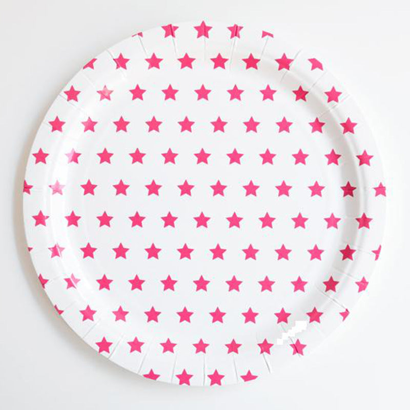 Pink Star Disposable Paper Tableware Set for 12