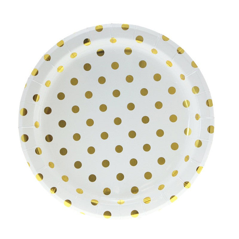 Golden Dots Paper Plates 9 inch Party Supplies Dinner Plate Set of 8