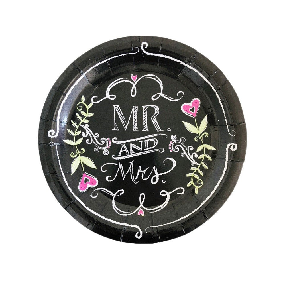 8PCs MR AND MRS Wedding Party Love Paper Plates