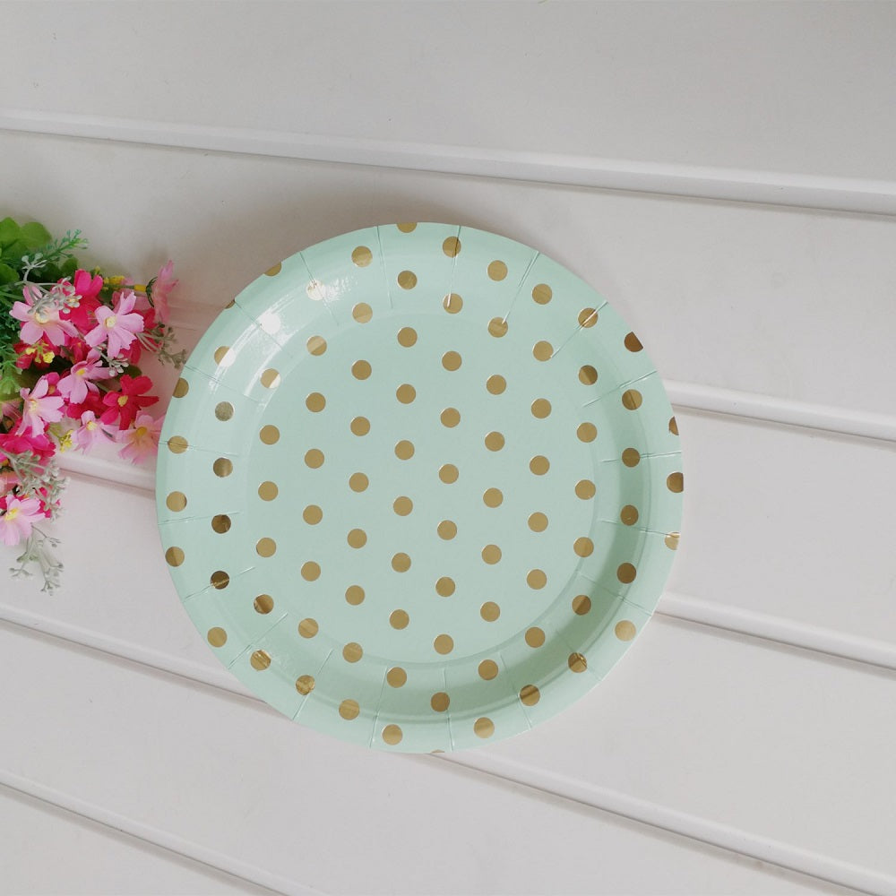 8PCs Gilding Silver Dot Paper Plates 9 inch