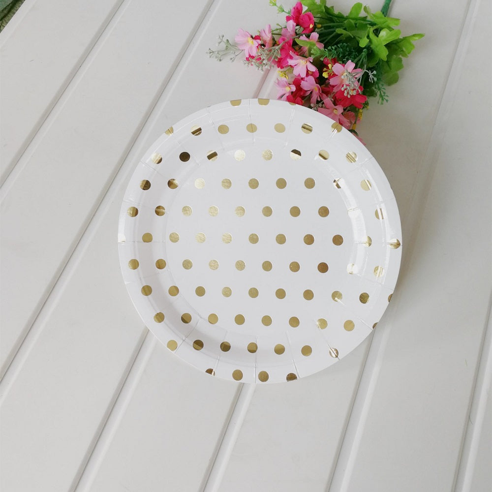 8PCs Gilding Silver Dot Paper Plates 9 inch