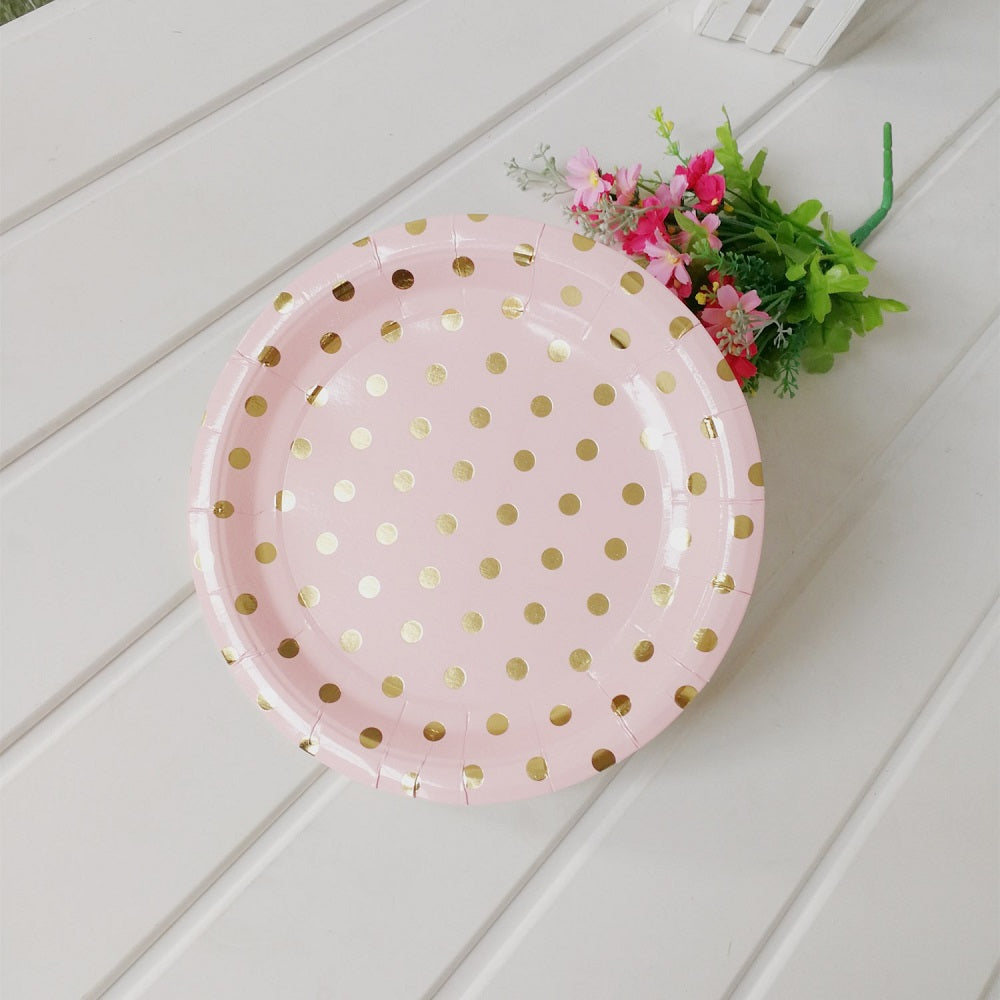 8PCs Gilding Silver Dot Paper Plates 9 inch