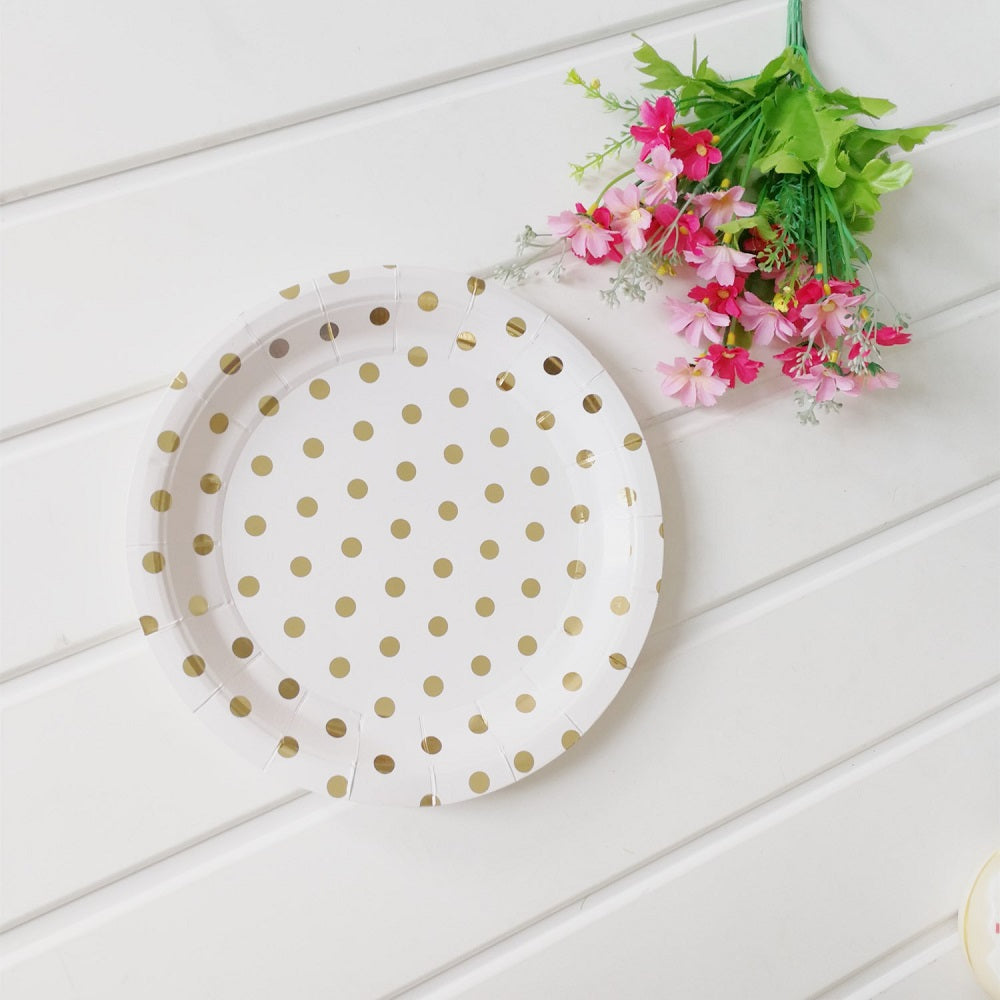 8PCs Gilding Silver Dot Paper Plates 9 inch