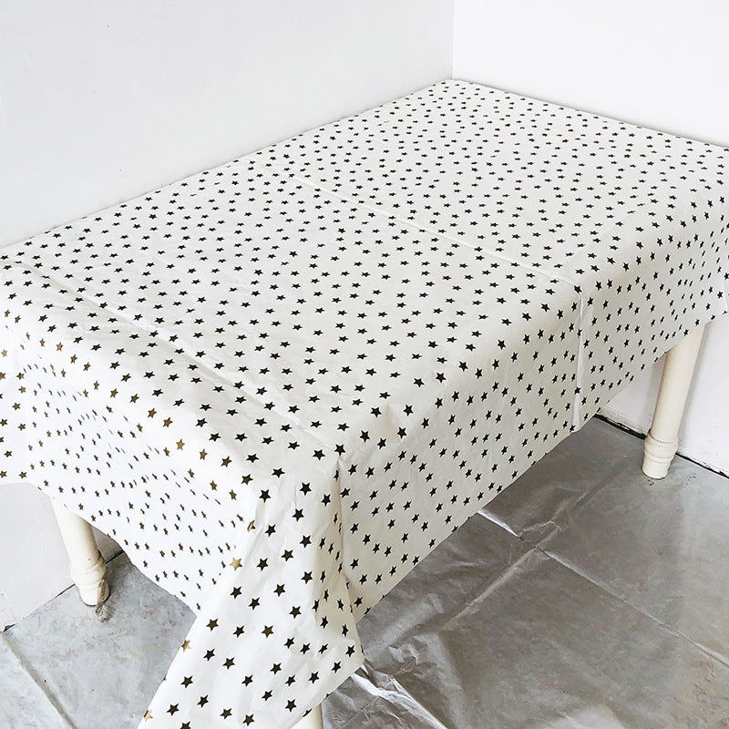 Black Star White Disposable Paper Tablecloths Rectangle Tables Cover Party Supplies