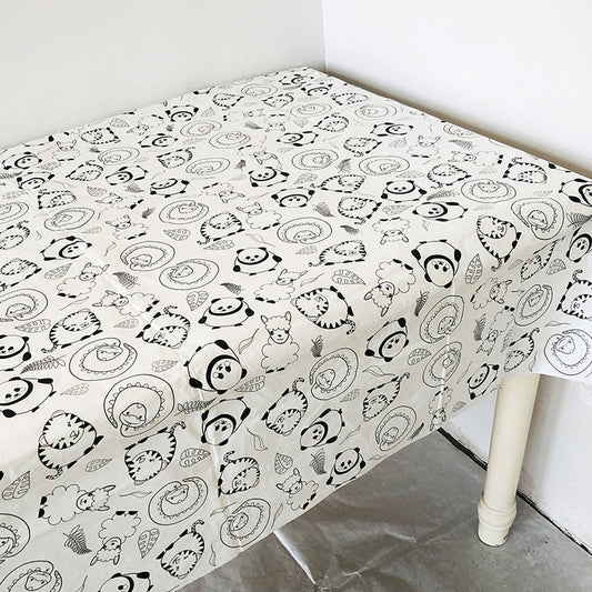 Cartoon Animals Panda Rectangle Table Cover Paper Tablecloth 51" x 71"