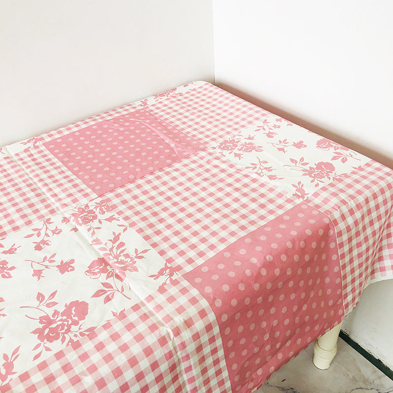 Pink Floral Checks Disposable Paper Tablecloths for Rectangle Tables