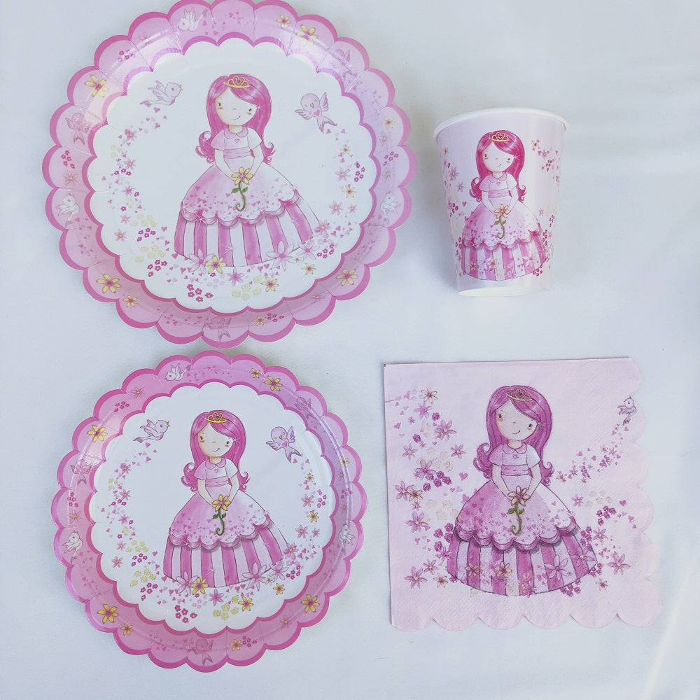 Cartoon Girl Flower Pink Paper Napkins 33*33cm