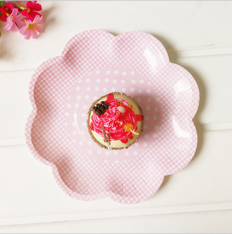 8 PCs Pink Flower Shape Paper Plate 8 inch Disposable Party Supplies Plates for Girls Women