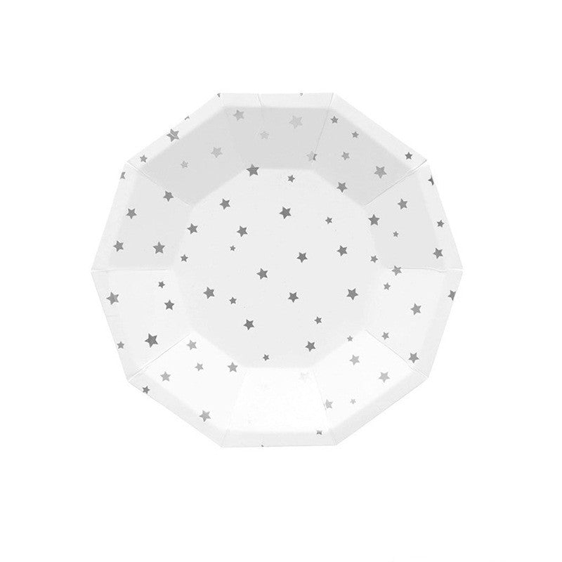 Silver Star Disposable Paper Plates Party Supplies * 8PCs