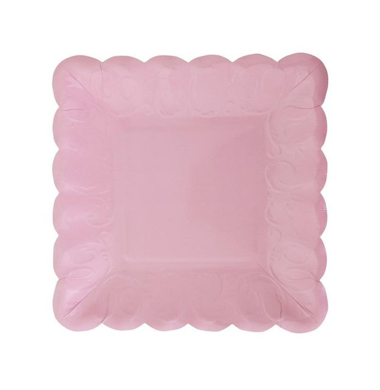 Pink Square Large Paper Plates * 8PCs