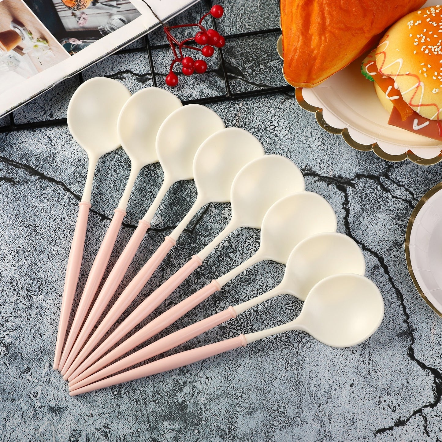 Trending 2023 Pink White Disposable Cutlery Plastic Knife Forks Spoons Tableware Party Supplies Decoration For Camping BBQ Wedding Outdoor Birthday
