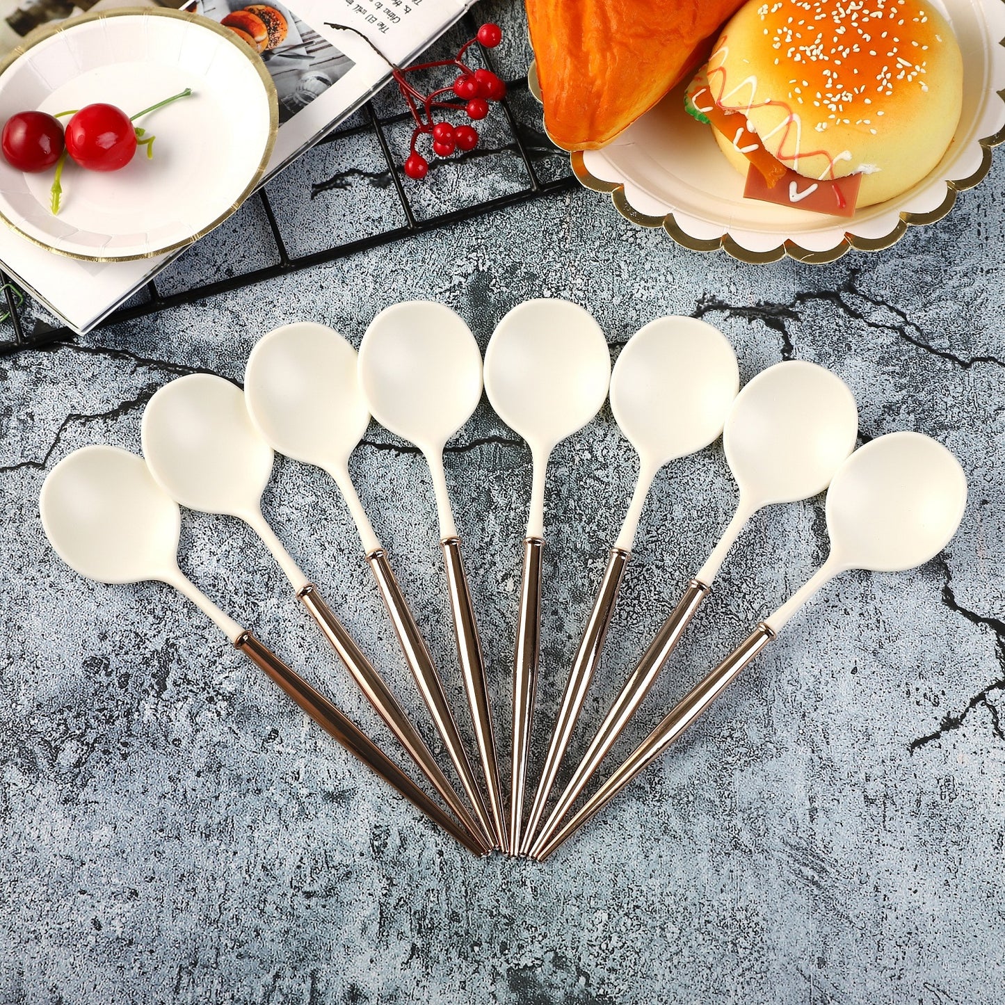 Trending 2023 Coffee Color Disposable Cutlery Plastic Knife Forks Spoons Tableware Camping BBQ Wedding Outdoor Birthday Party Supplies