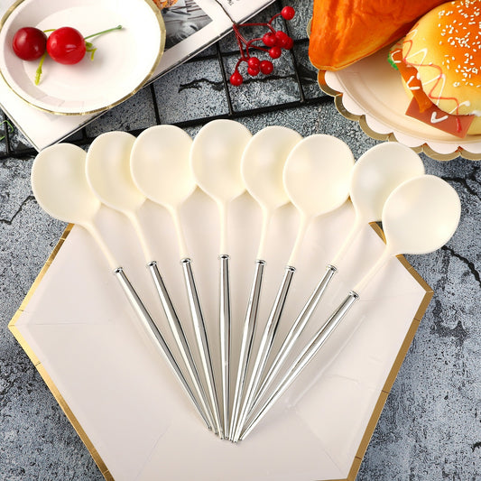 HOT 2023 Silver White Disposable Cutlery 20cm Plastic Knife Forks Spoons Party Supplies Decoration For Camping BBQ Wedding Outdoor Birthday