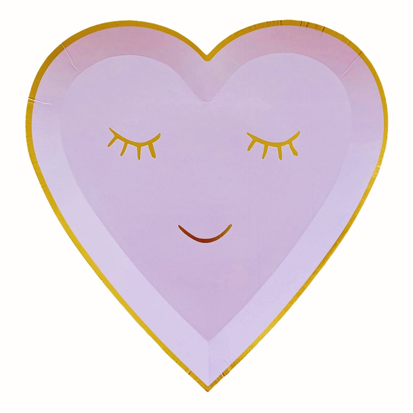 8PCs Shy Smile Love Heart Solid Purple Paper Plates Dinner Dessert Plate