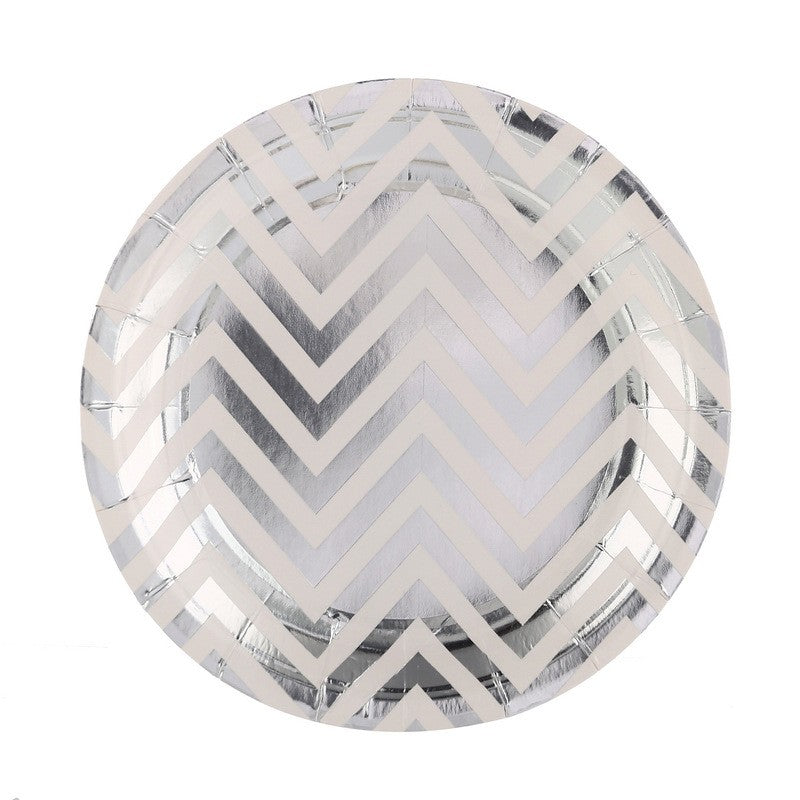 Silver Wave Party Plates and Cups and Napkins Sets Disposable Paper Tableware Decorations