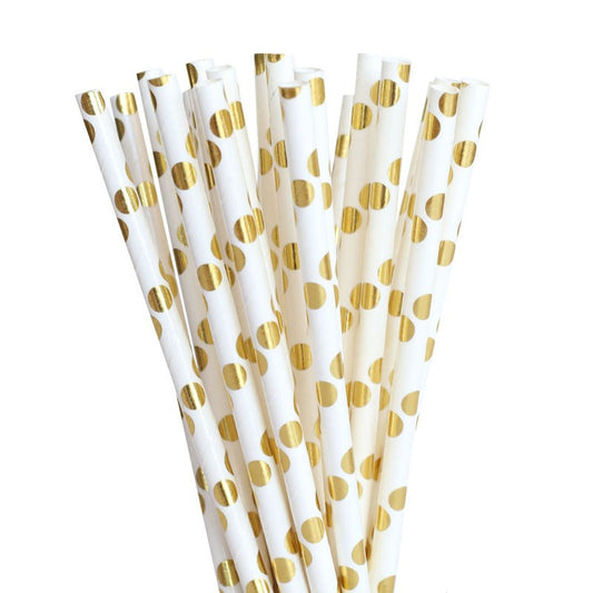 25PCs/Bag Golden Paper Straws Disposable