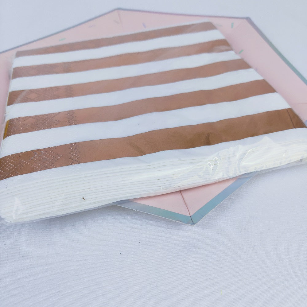 Rose Golden Stripe Paper Napkins 13*13 Inch