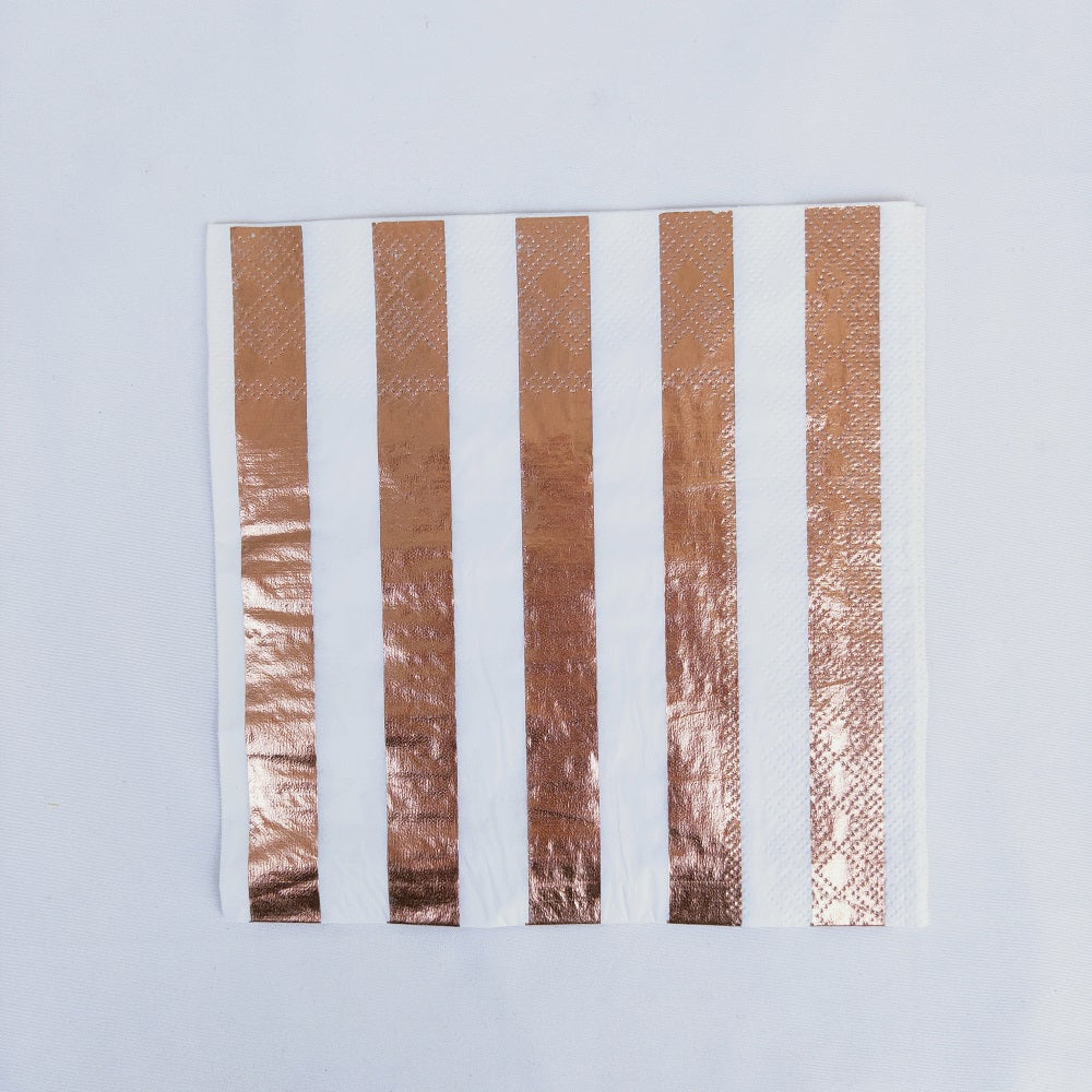 Rose Golden Stripe Paper Napkins 13*13 Inch