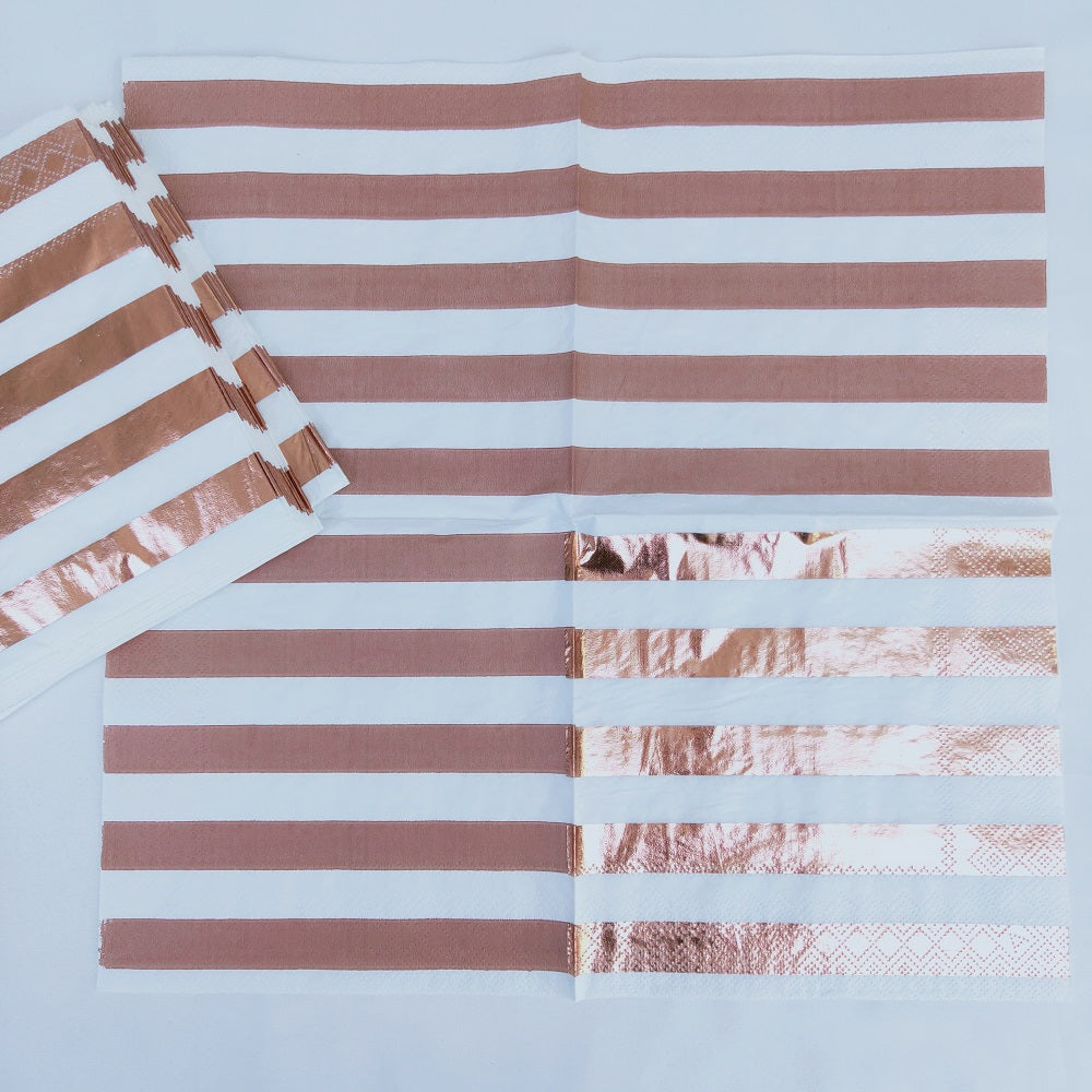 Rose Golden Stripe Paper Napkins 13*13 Inch