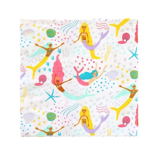 Cartoon Ocean Mermaid Paper Napkins * 16PCs