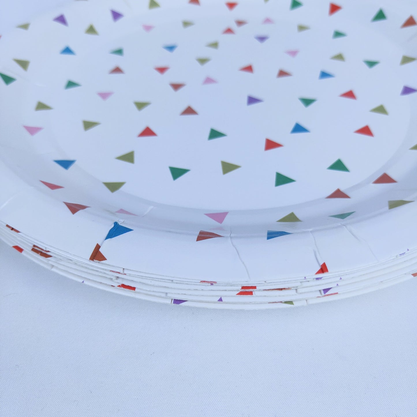 Triangle Dots White Paper Plates Party Decoration Supplies Set of 8