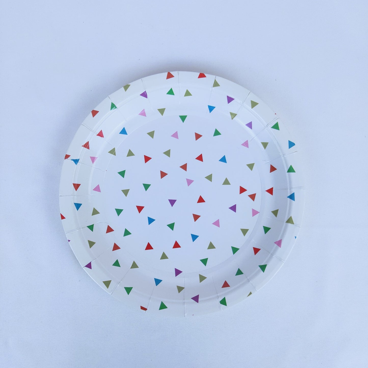 Triangle Dots White Paper Plates Party Decoration Supplies Set of 8